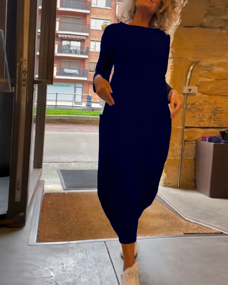 Claire Elegance – Cotton Midi Dress