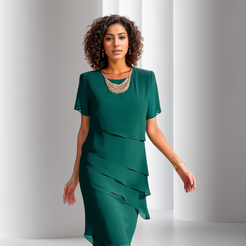 Amara Pleated Chiffon Dress