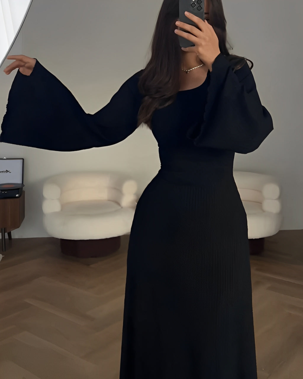 Nora™ | Ribbed Knit Maxi Dress with Sleeves