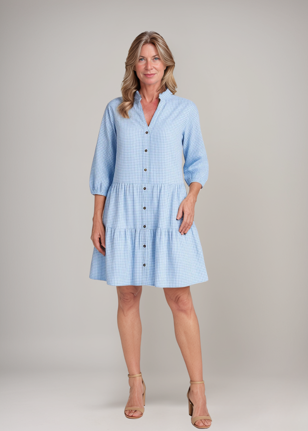 Ollie™ | Checked Shirt Dress with Buttons