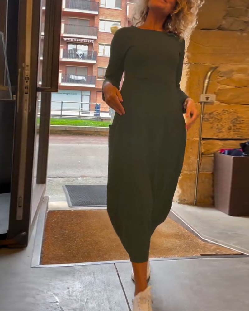 Claire Elegance – Cotton Midi Dress
