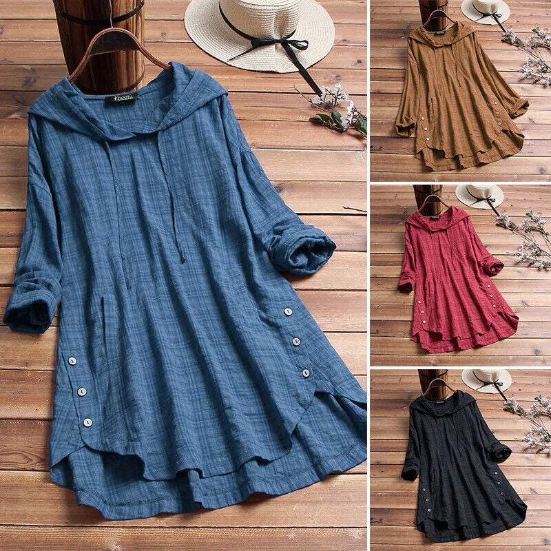 Hillary | Loose Cotton Sweatshirt with Button