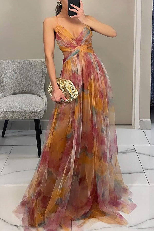 Liora™ | Elegant Maxi Dress with Watercolor Print