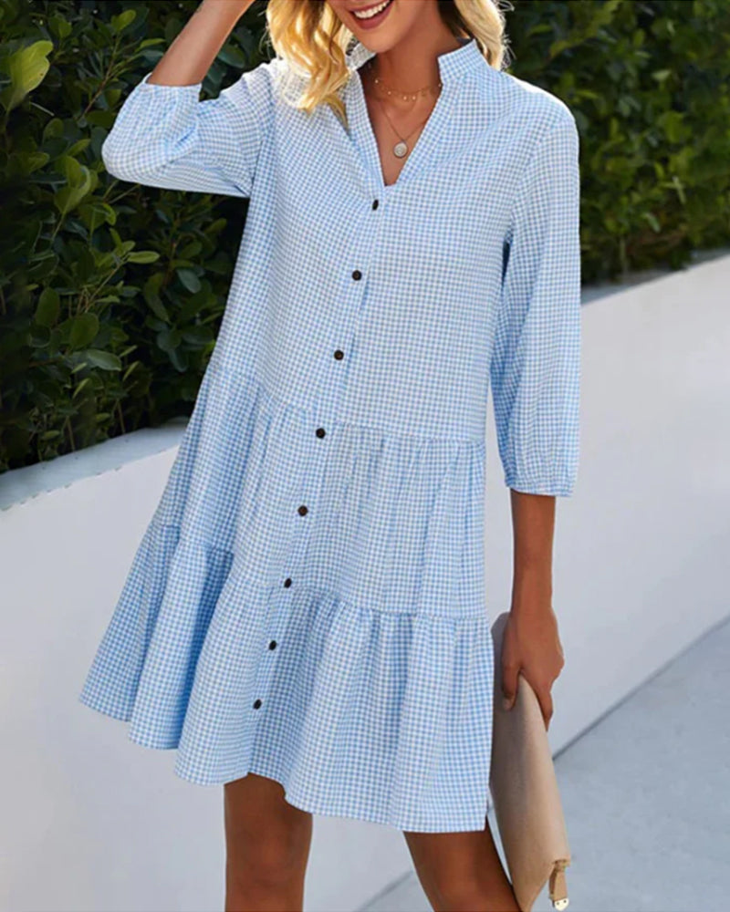 Ollie™ | Checked Shirt Dress with Buttons