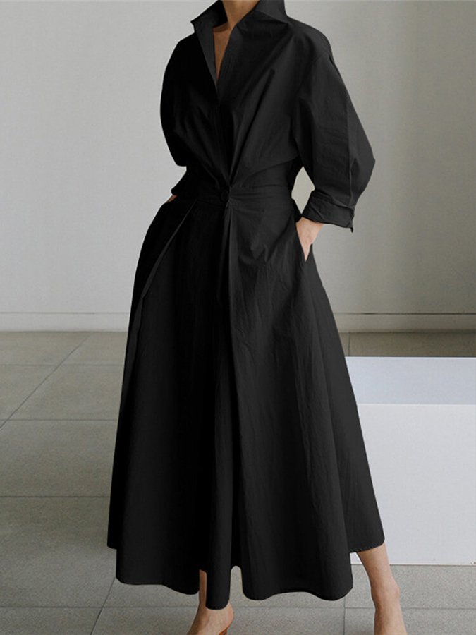 Clémence™ | Elegant Midi Dress with Stylish Button Details