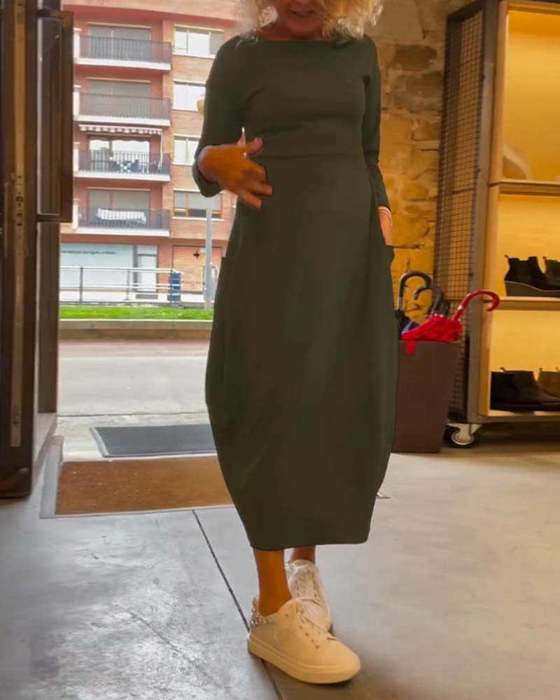 Claire Elegance – Cotton Midi Dress