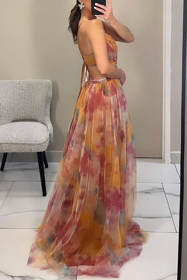 Liora™ | Elegant Maxi Dress with Watercolor Print