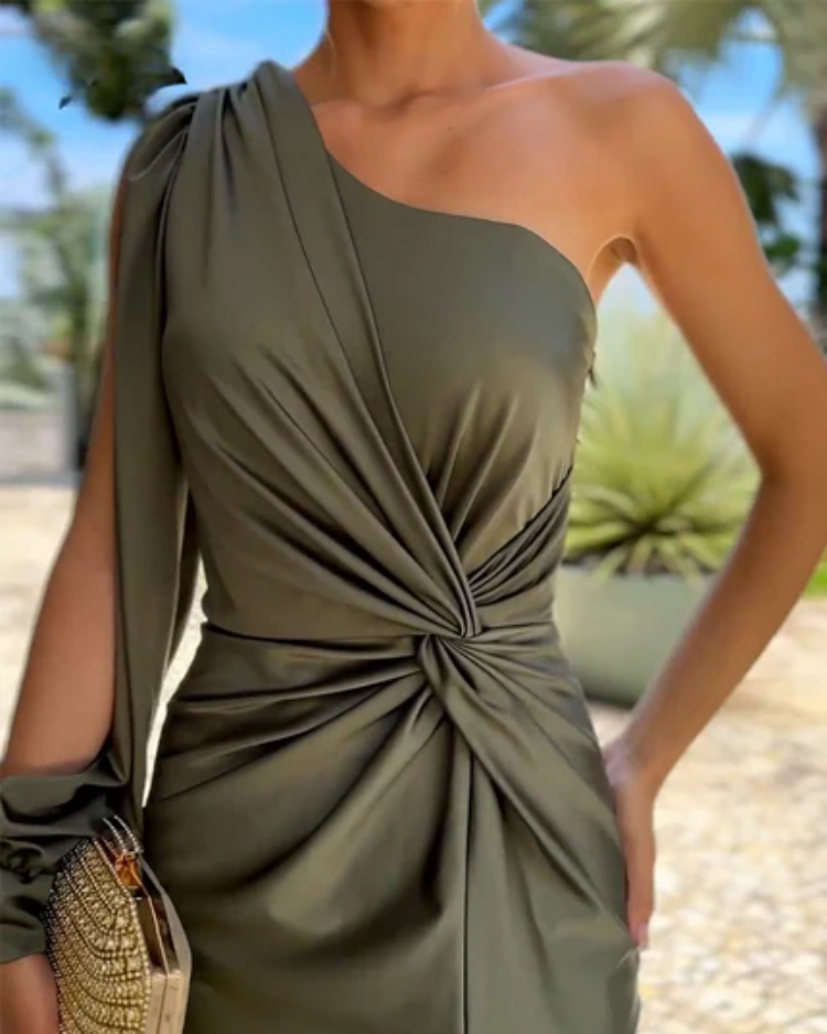 Clarisse™ | One-Shoulder Draped Dress