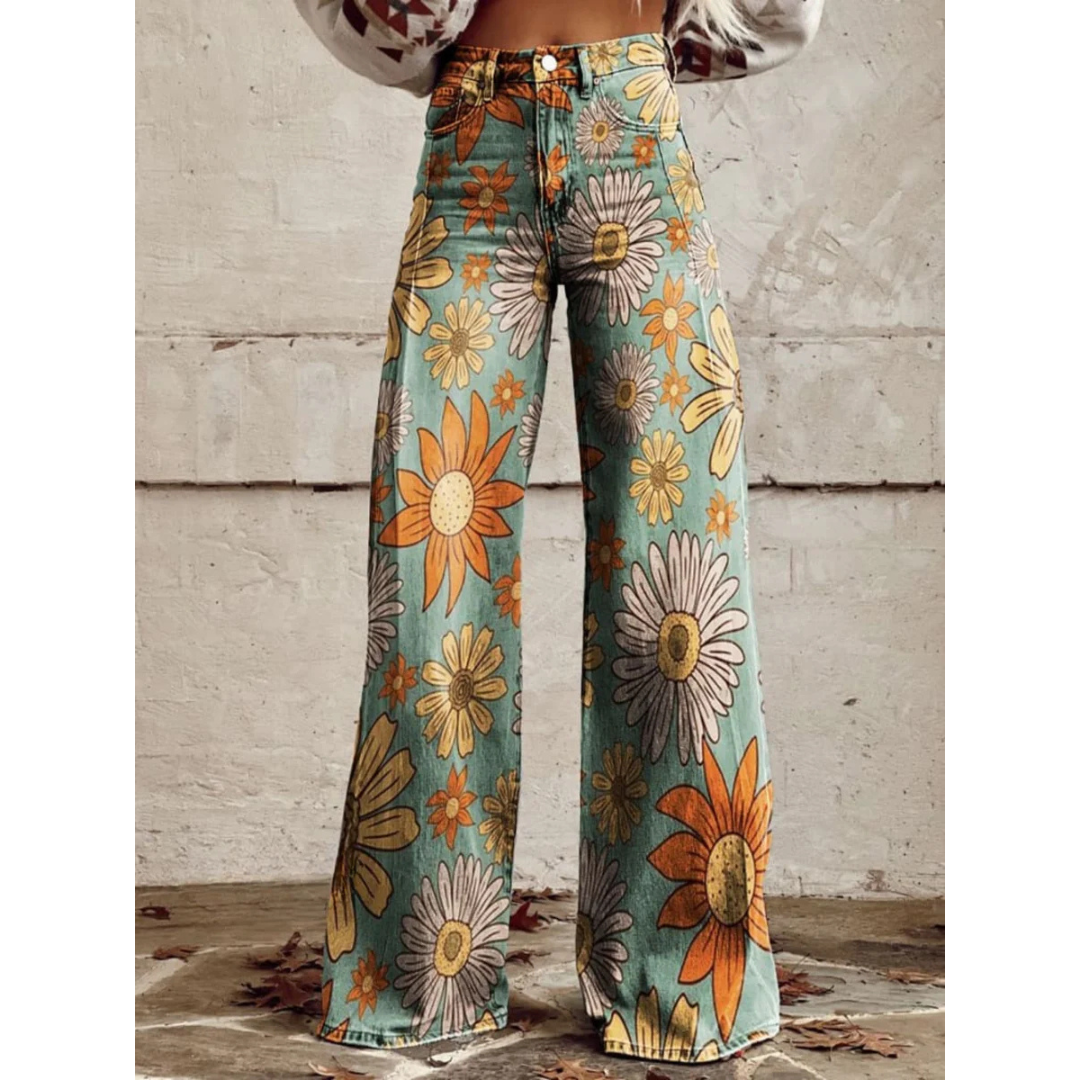 FARAH | VINTAGE FLORAL FLARE PANTS