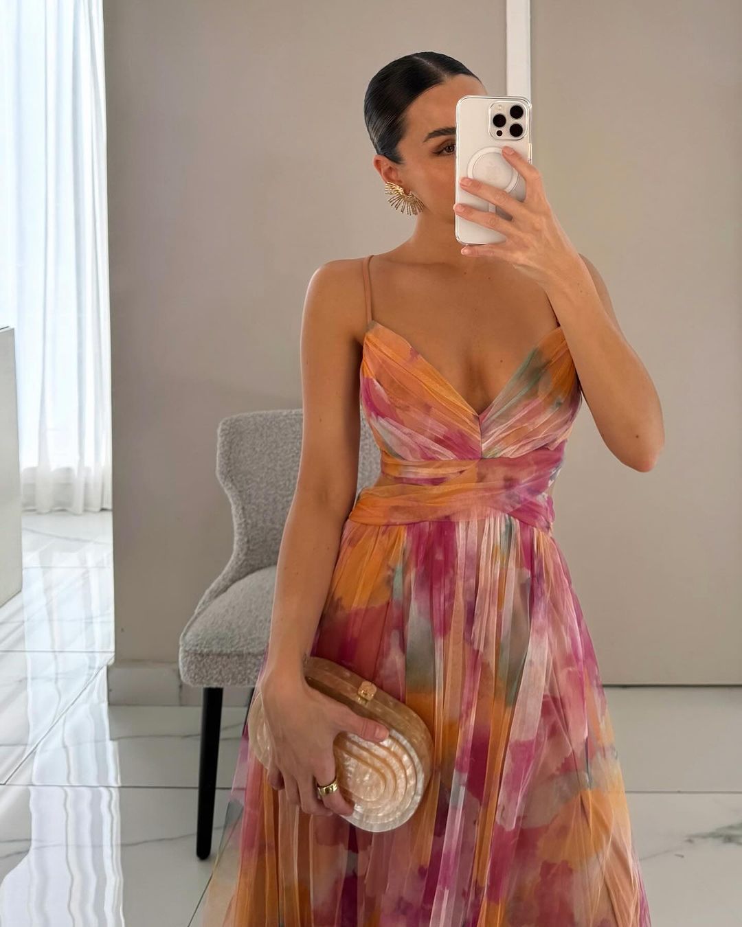 Liora™ | Elegant Maxi Dress with Watercolor Print