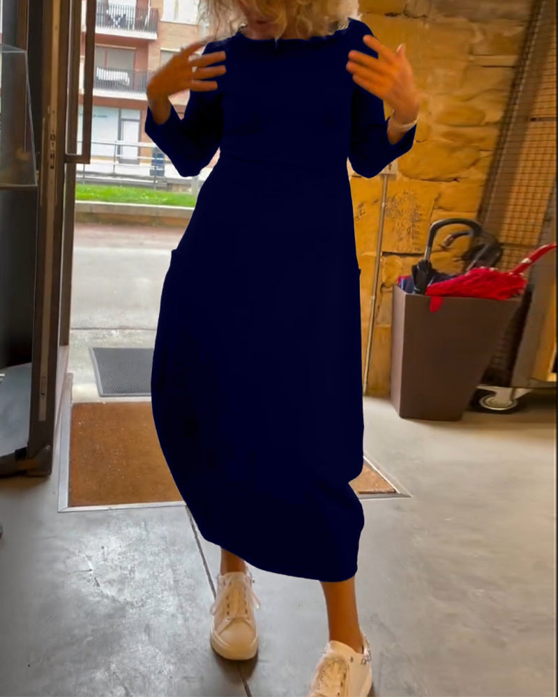 Claire Elegance – Cotton Midi Dress