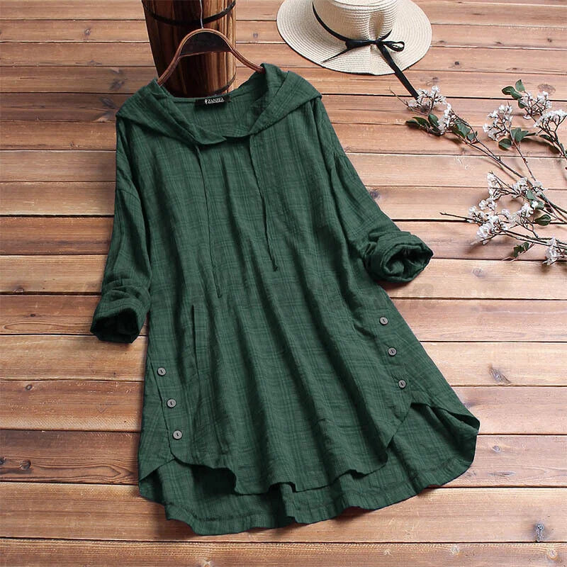 Hillary | Loose Cotton Sweatshirt with Button