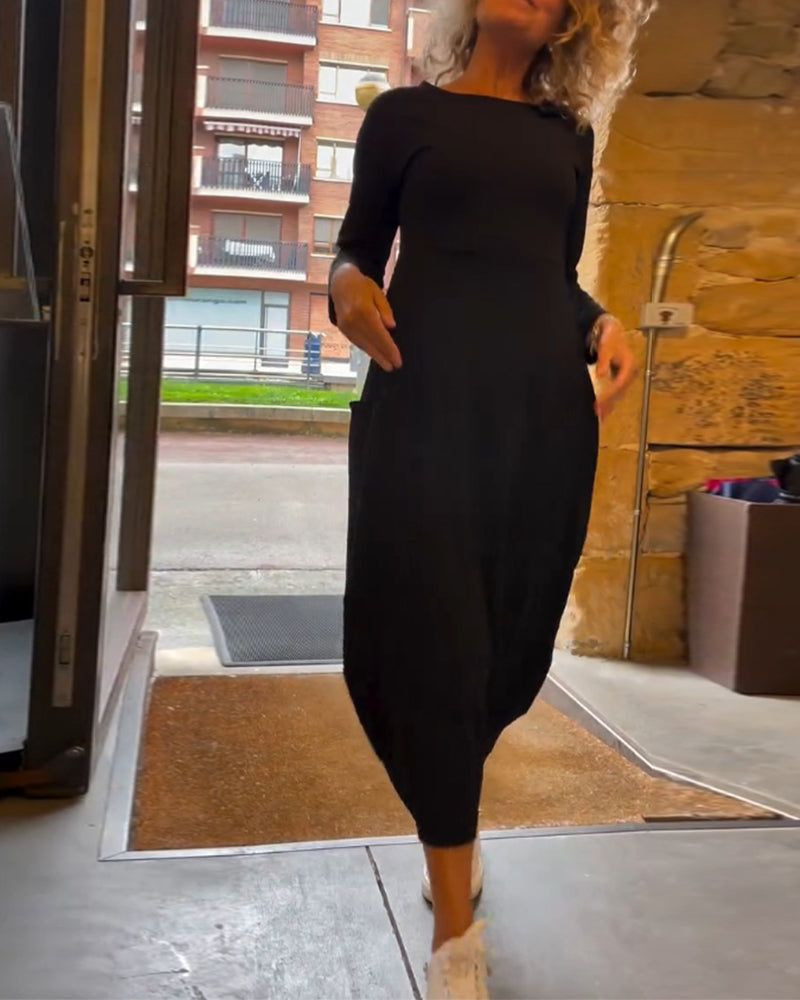 Claire Elegance – Cotton Midi Dress