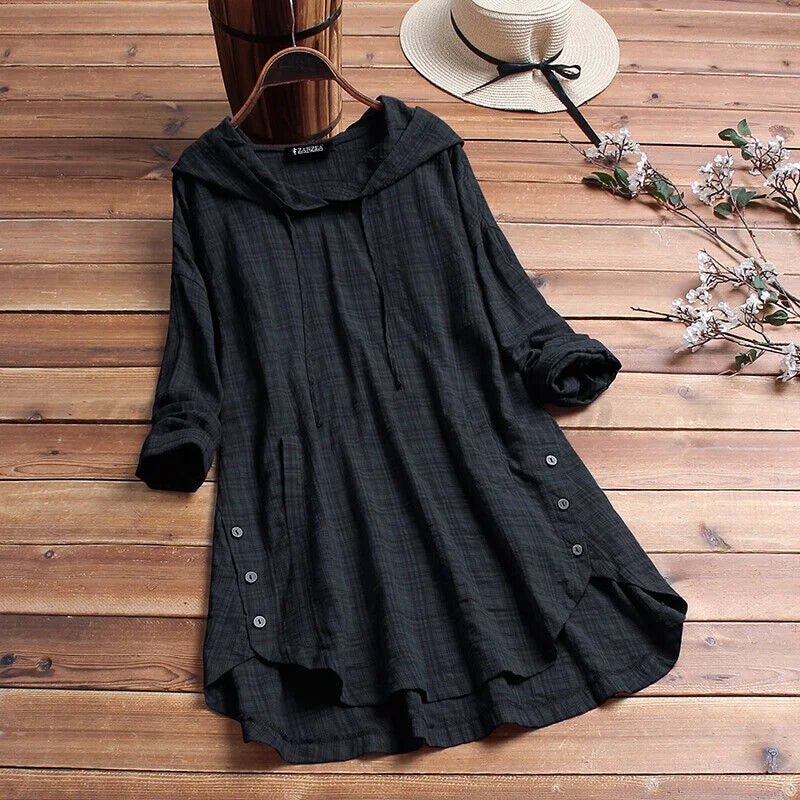 Hillary | Loose Cotton Sweatshirt with Button