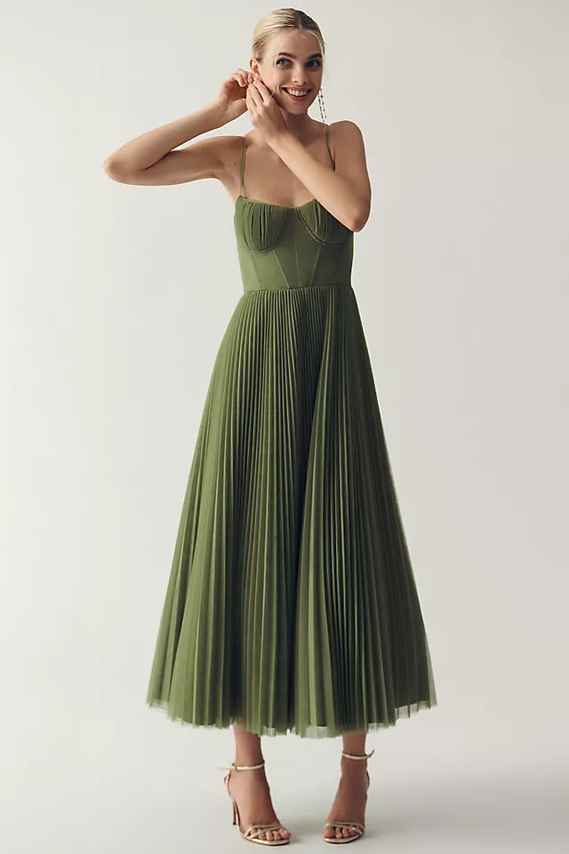 Stefanie™ | Corset Pleated Tulle Dress