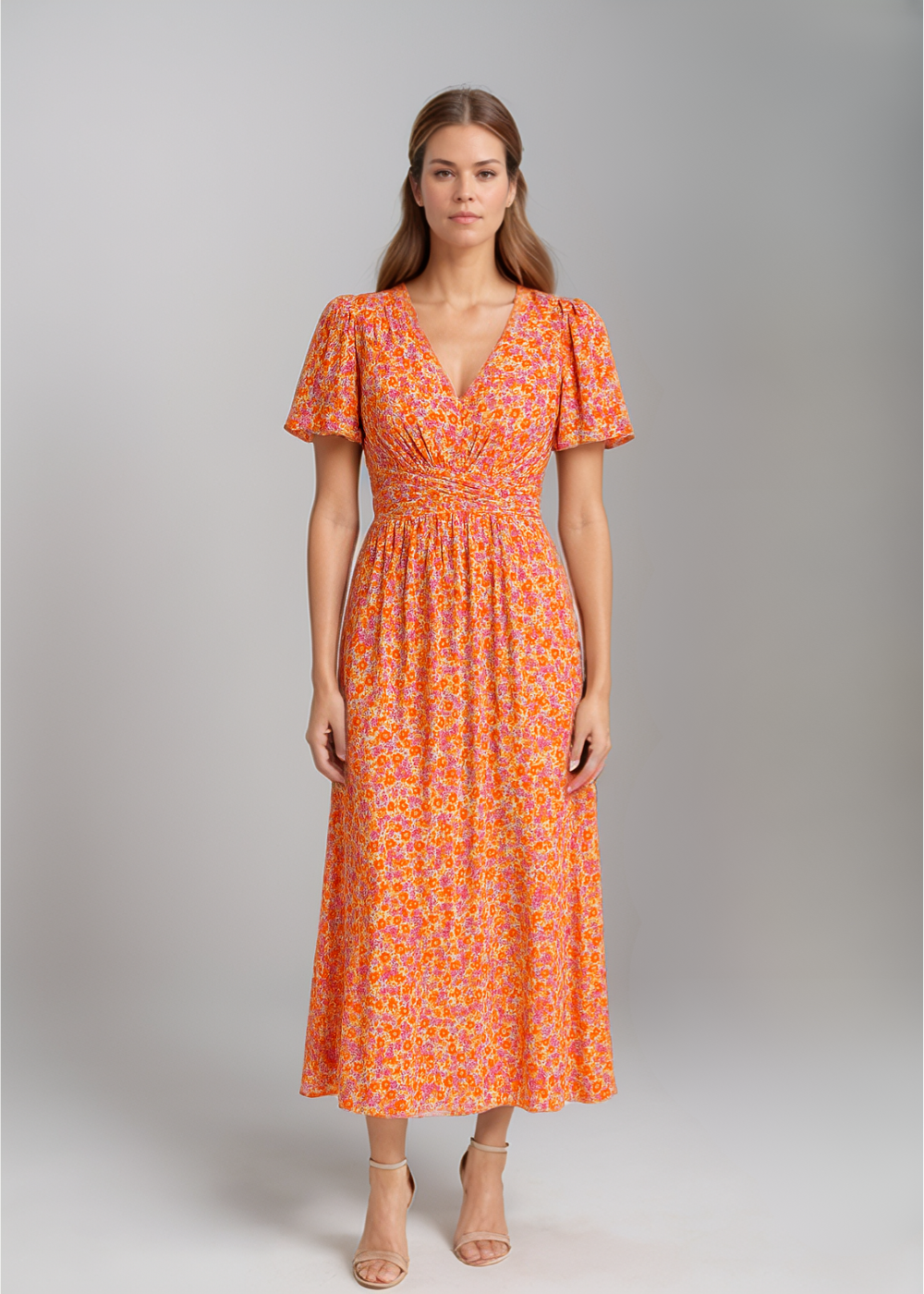 Seraphina™ | Printed Maxi Dress with Flare Sleeves