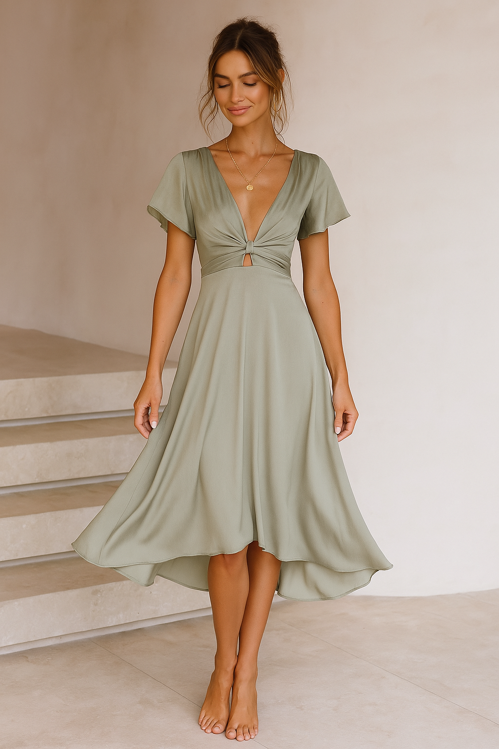 Elina™ | Midi Dress with Knot Detail