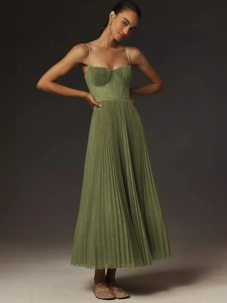 Stefanie™ | Corset Pleated Tulle Dress