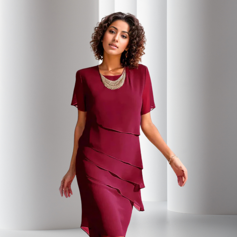 Amara Pleated Chiffon Dress