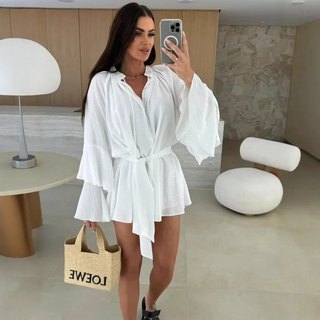 Dina™ | Breezy Shirt Dress with Belt