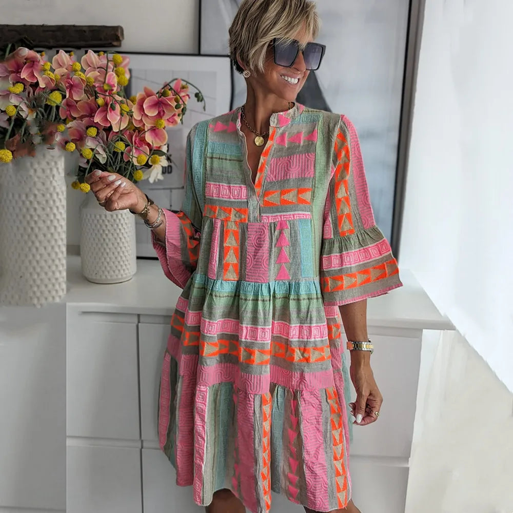 Kiki | Stylish Midi Dress with Elegant Spring Print (Quick Sale!)