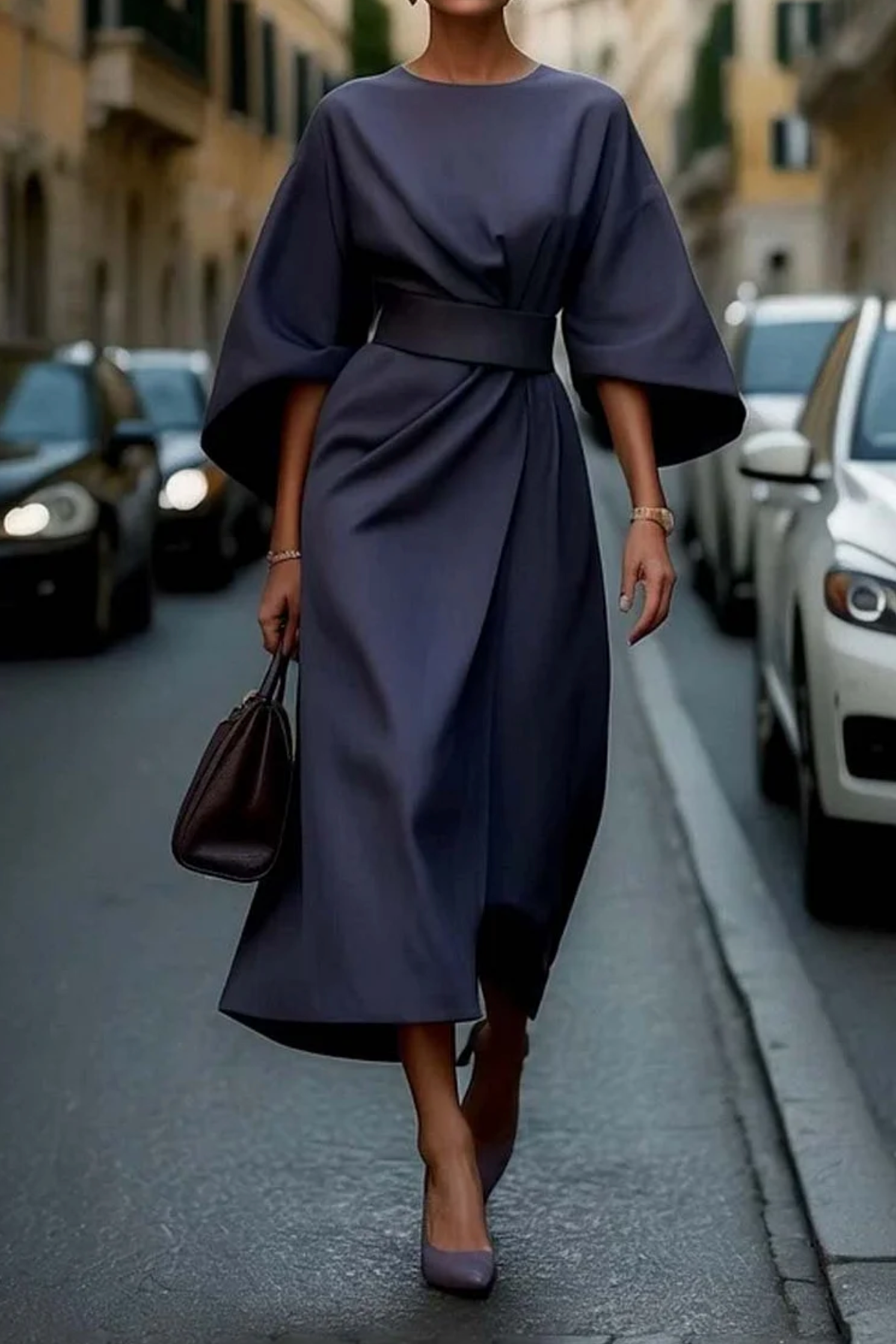 Louise™ | Elegant Maxi Evening Dress with Stylish Belt
