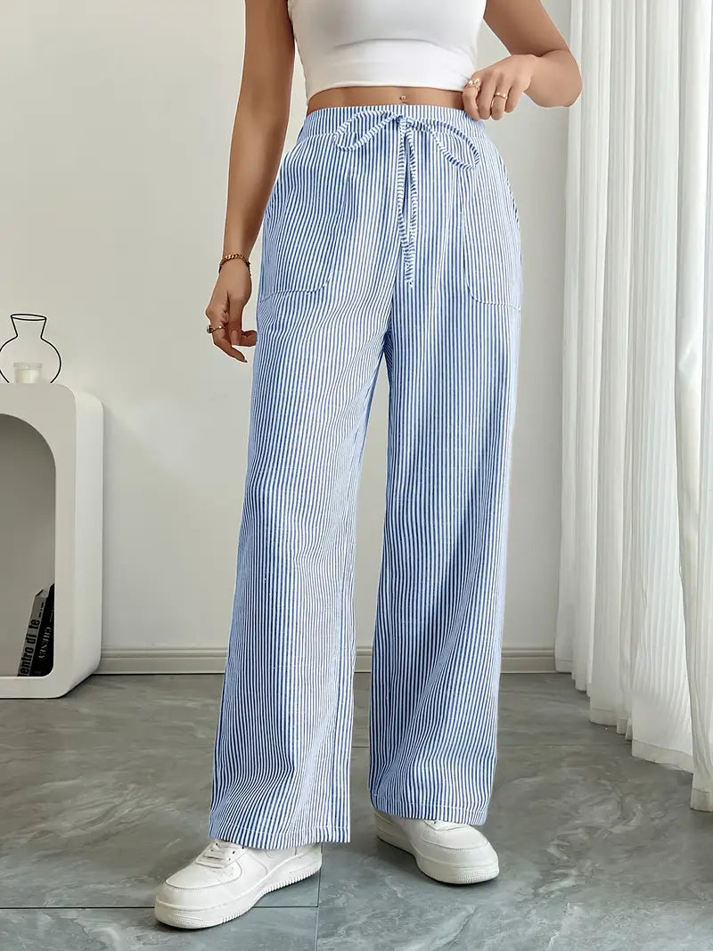 Alina I Elegant striped pants with pockets