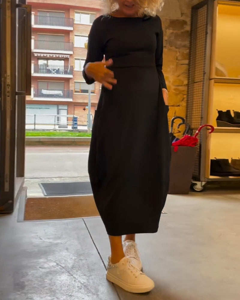 Claire Elegance – Cotton Midi Dress