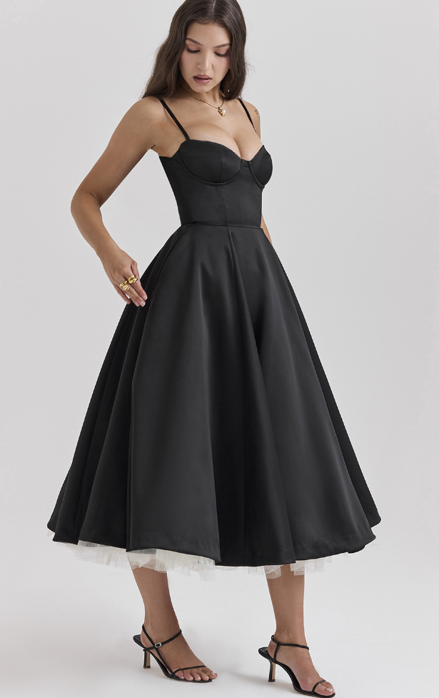 Julia™ | Satin Bustier Midi Dress