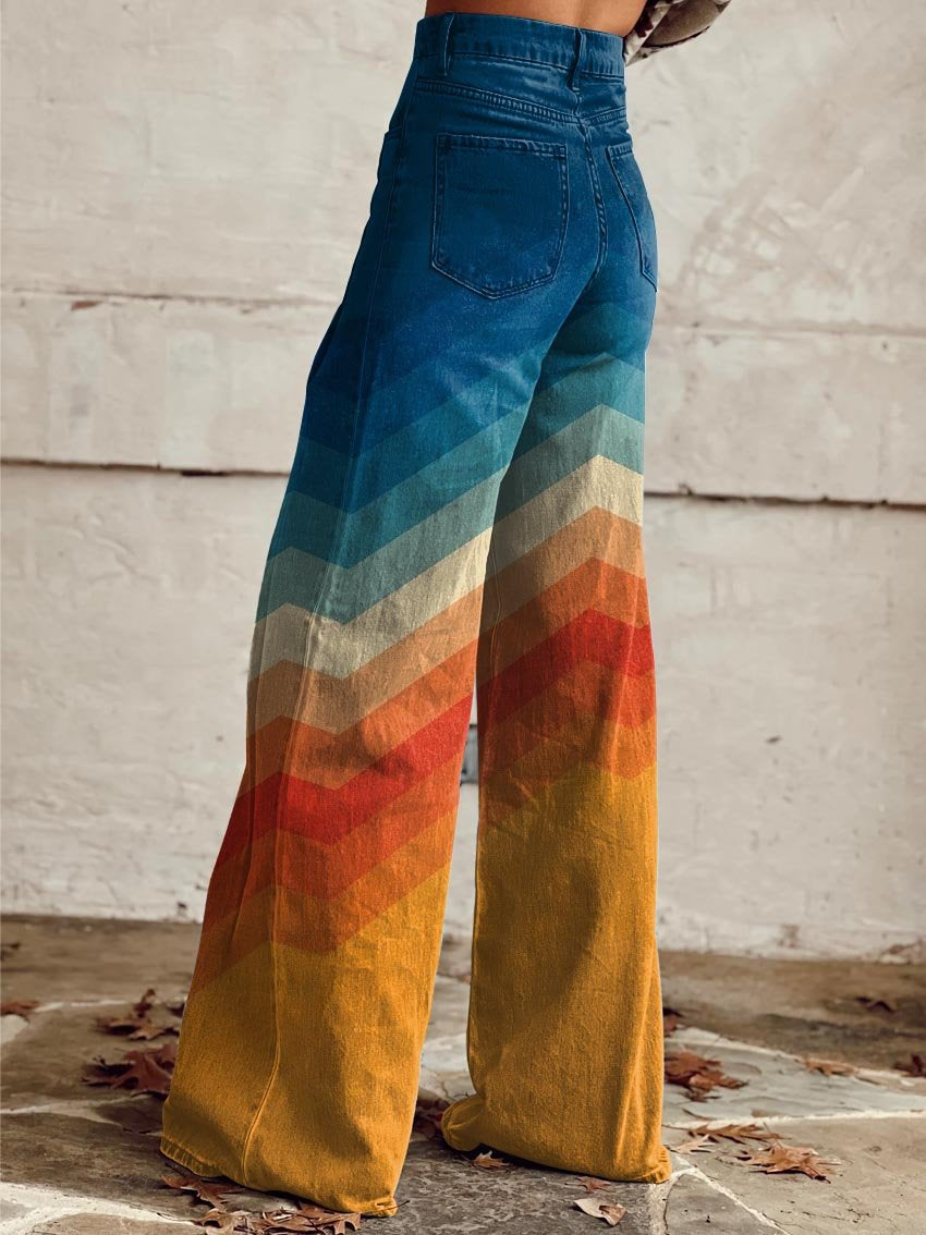Melody | RETRO CHEVRON WIDE LEG PANTS