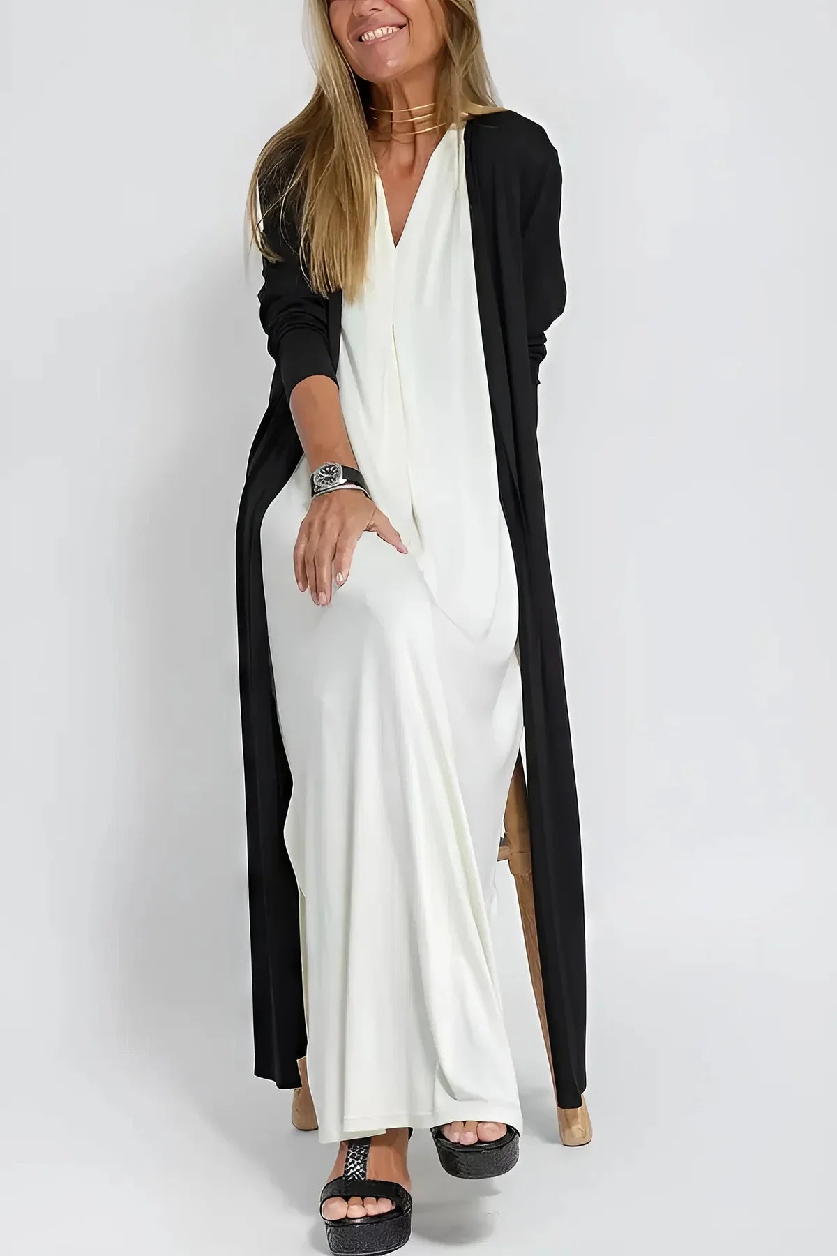ELISE | Elegant Long Dress with Free Matching Cardigan