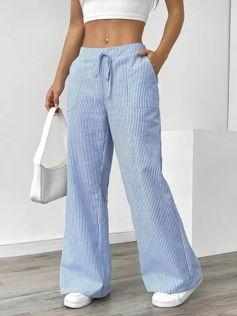 Alina I Elegant striped pants with pockets