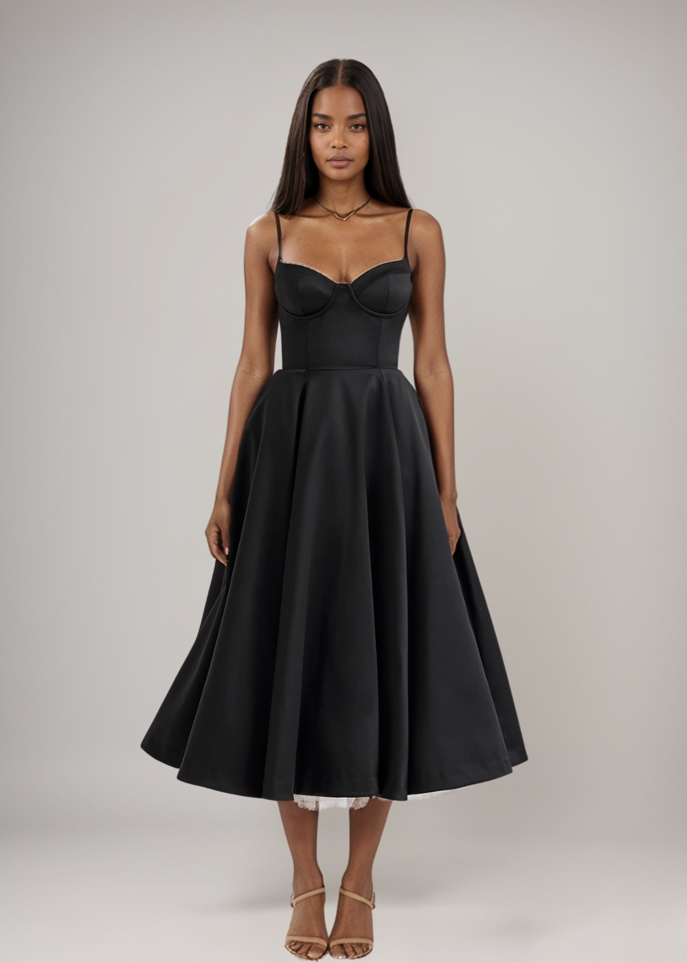Julia™ | Satin Bustier Midi Dress