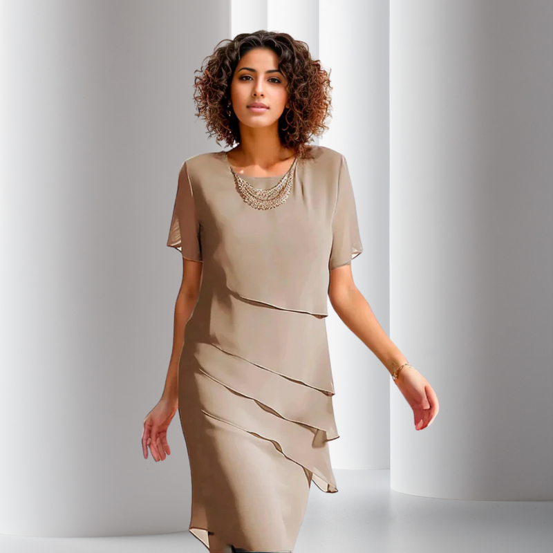 Amara Pleated Chiffon Dress