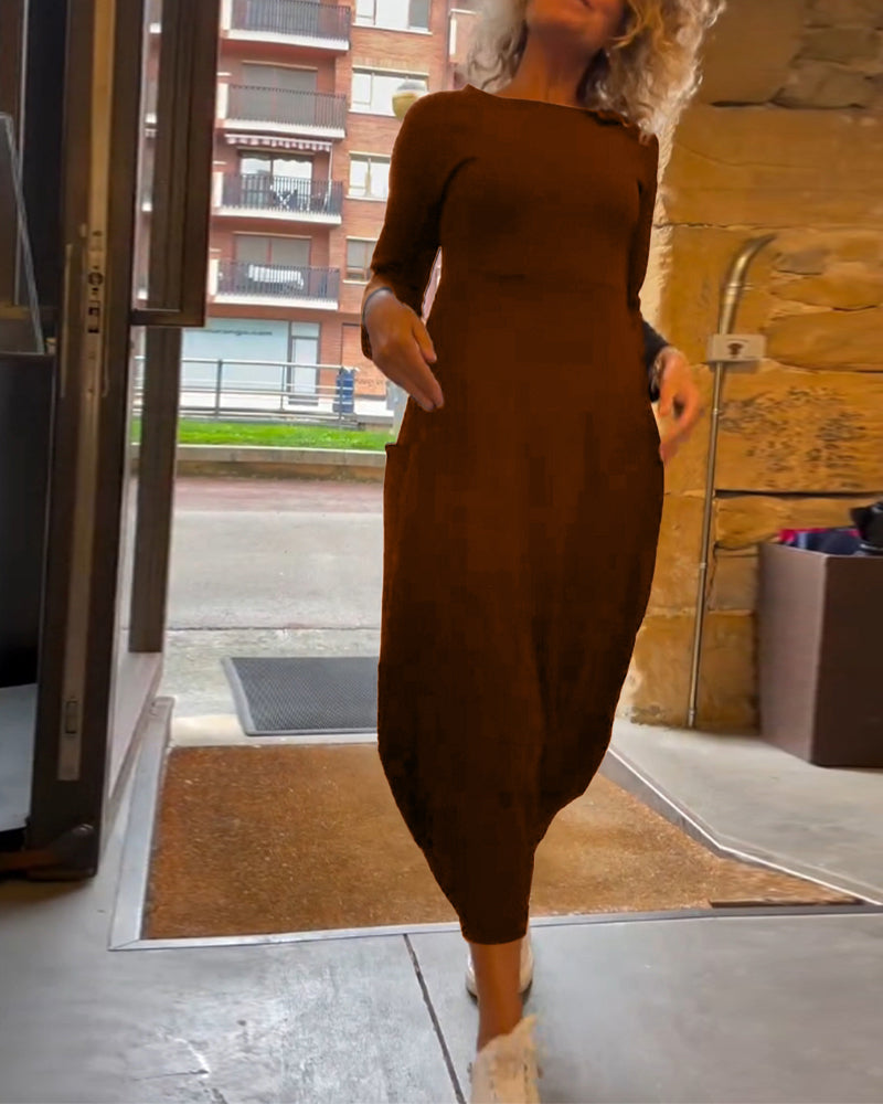 Claire Elegance – Cotton Midi Dress