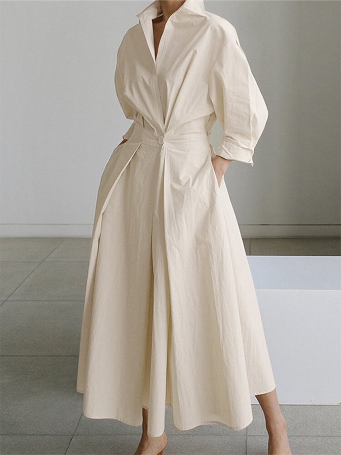 Clémence™ | Elegant Midi Dress with Stylish Button Details