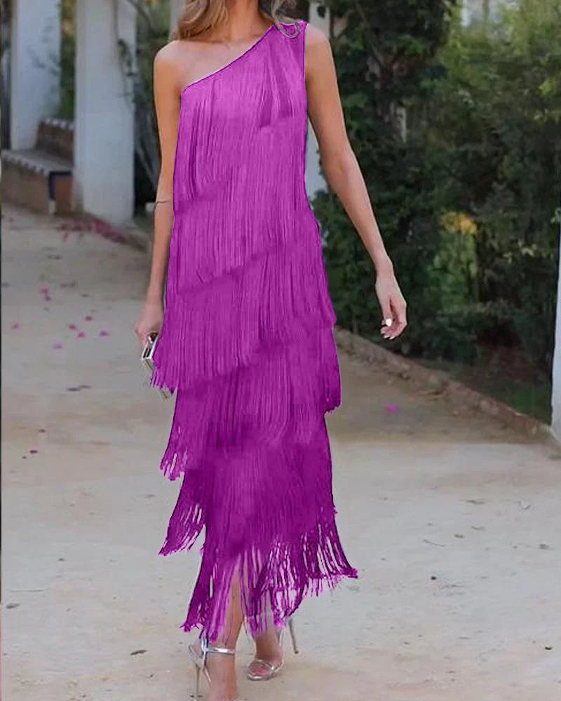 Haven | Elegant dress with fringes