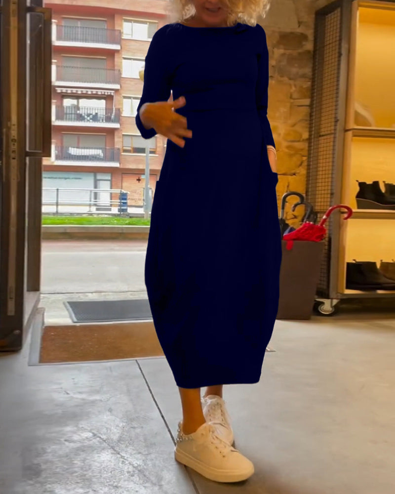 Claire Elegance – Cotton Midi Dress