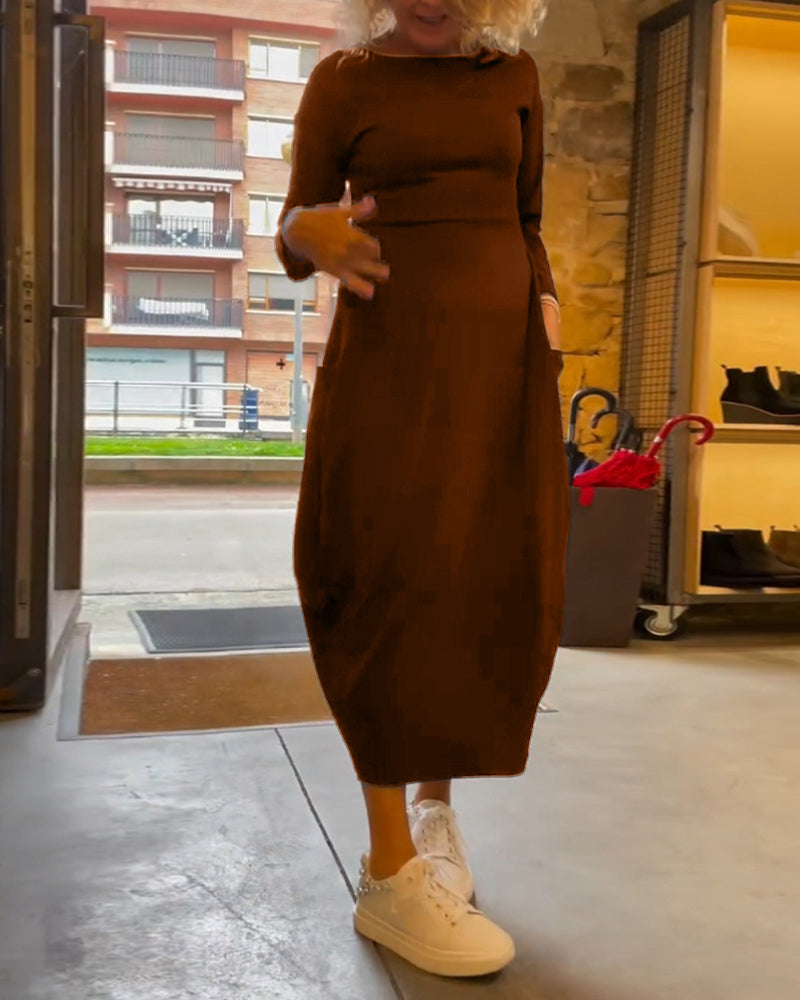 Claire Elegance – Cotton Midi Dress