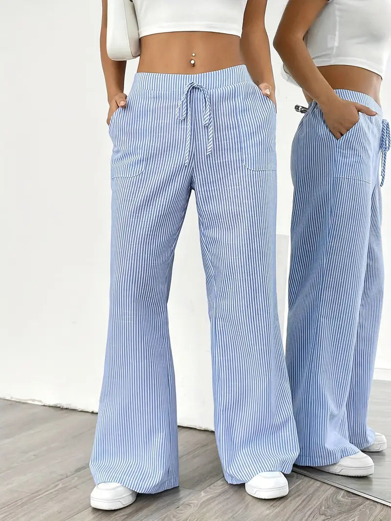Alina I Elegant striped pants with pockets