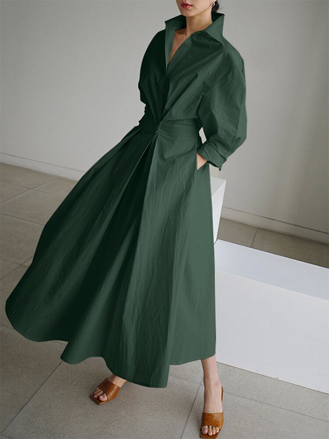 Clémence™ | Elegant Midi Dress with Stylish Button Details