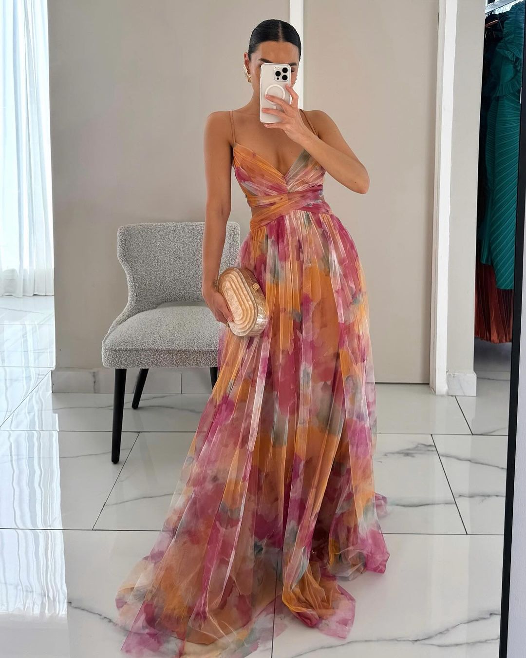 Liora™ | Elegant Maxi Dress with Watercolor Print
