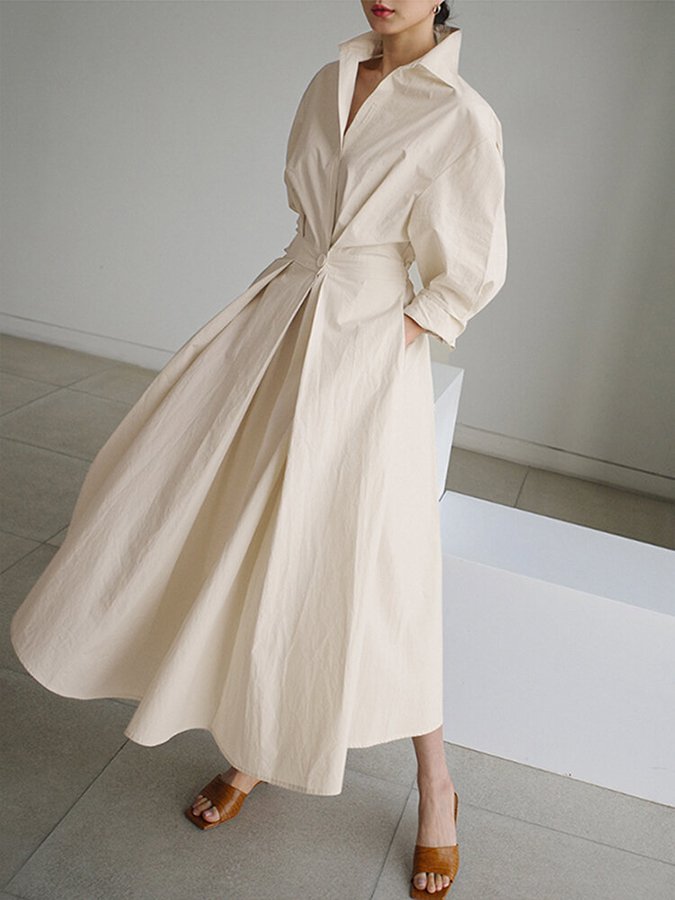 Clémence™ | Elegant Midi Dress with Stylish Button Details