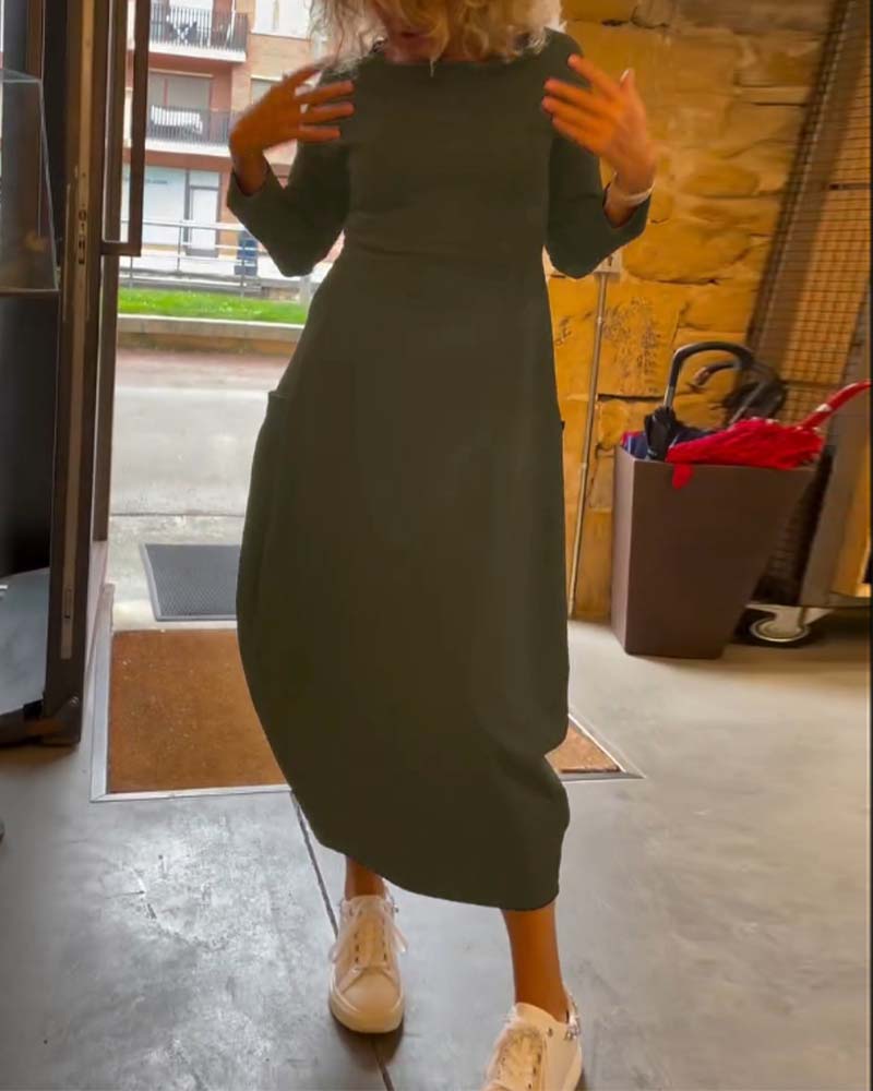 Claire Elegance – Cotton Midi Dress