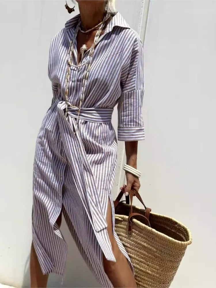 Della™ | Striped Shirt Dress
