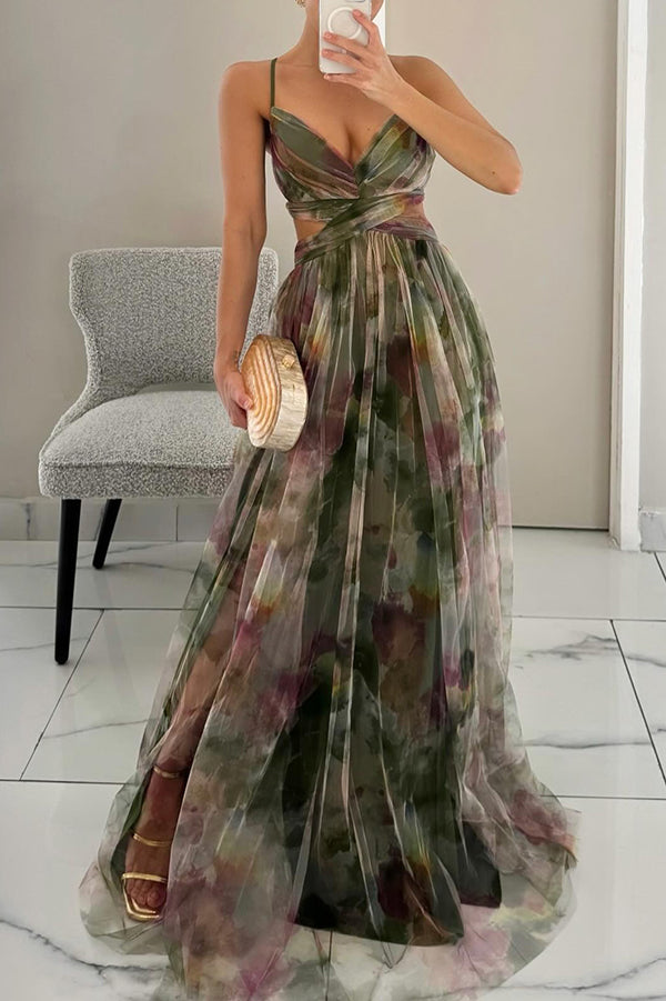 Liora™ | Elegant Maxi Dress with Watercolor Print