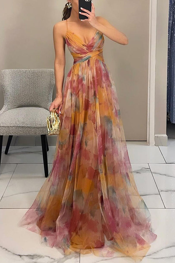 Liora™ | Elegant Maxi Dress with Watercolor Print