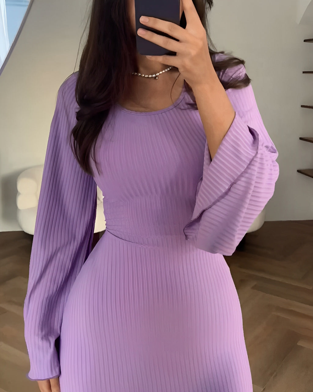 Nora™ | Ribbed Knit Maxi Dress with Sleeves