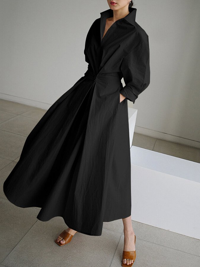 Clémence™ | Elegant Midi Dress with Stylish Button Details