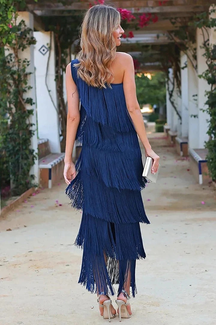 Haven | Elegant dress with fringes